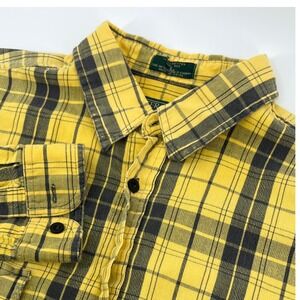 Levi Strauss Sutter Creek VTG Flannel Shirt Men LG Yellow Plaid Long Sleeve
